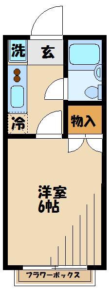 12クレイドル(1K/2階)の間取り写真