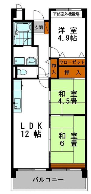 テルツォ南新在家(3LDK/6階)の間取り写真