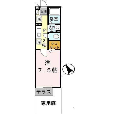 アーク西町(1K/1階)の間取り写真