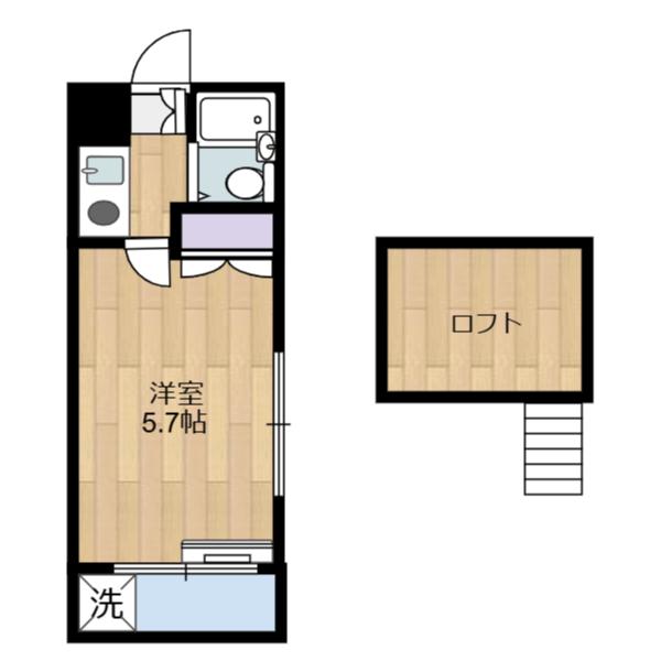 リエス厚木及川(1K/2階)の間取り写真
