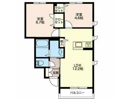シャーメゾン黒田(2LDK/1階)の間取り写真