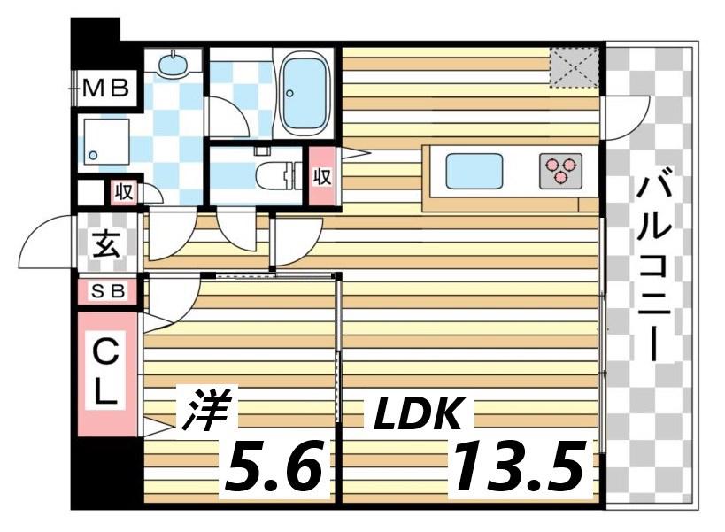 アーバネックス神戸六甲(1LDK/5階)の間取り写真