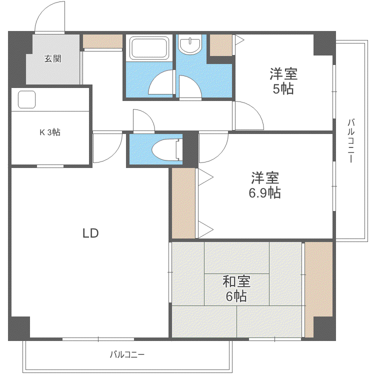 デラシオン協和III(3LDK/3階)の間取り写真