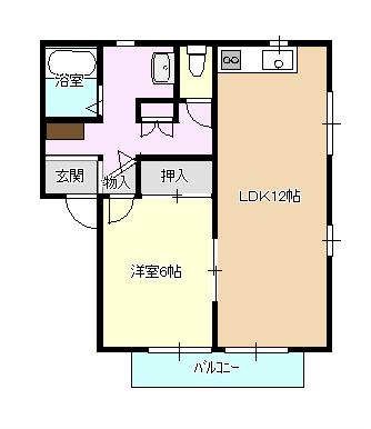 コーポサンフラワアーB(1LDK/1階)の間取り写真