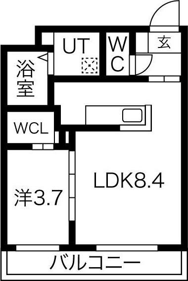 ラグナベルデ菊水(1LDK/3階)の間取り写真