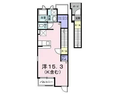 ヴェル・エール(ワンルーム/2階)の間取り写真