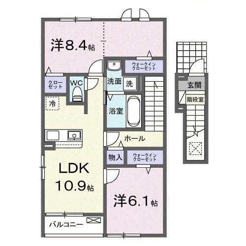 セレスティアII(2LDK/2階)の間取り写真