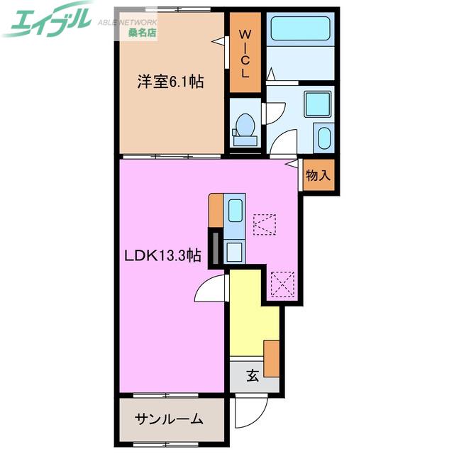 ローレル II(1LDK/1階)の間取り写真
