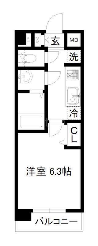アドバンス京都フェリス(1K/3階)の間取り写真