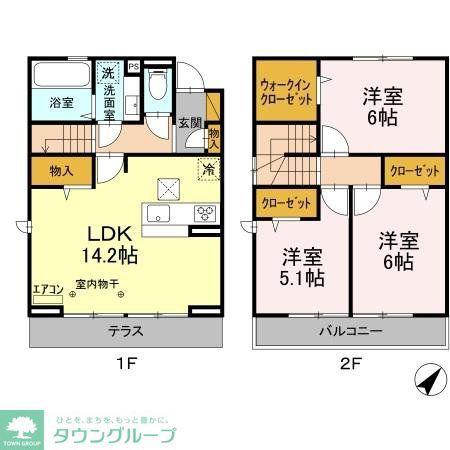 セレシア B棟(3LDK/1階)の間取り写真