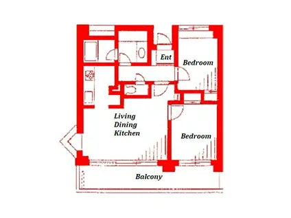 プライムコート磯子屏風ヶ浦(2LDK/6階)の間取り写真