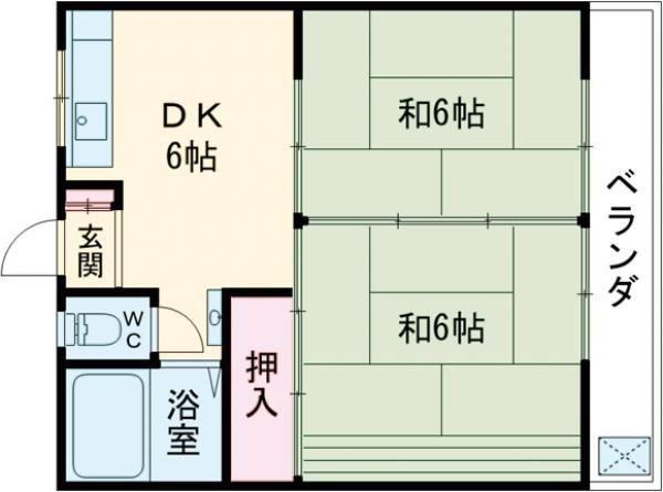 ハイツ小嶋(2DK/3階)の間取り写真