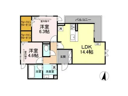 グランボヌール(2LDK/2階)の間取り写真