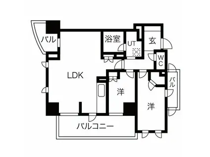 アップルタワー大阪谷町(2LDK/3階)の間取り写真