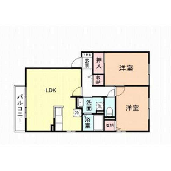 サザン・クロスB棟(2LDK/2階)の間取り写真