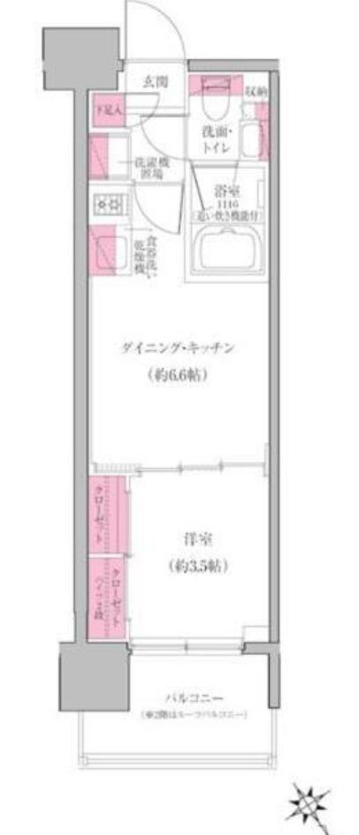 レジディア門前仲町プレイス(1DK/10階)の間取り写真
