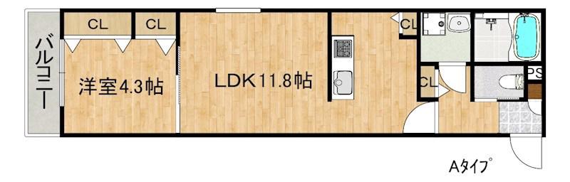 ジーメゾン泉佐野新町レジデンス(1LDK/1階)の間取り写真