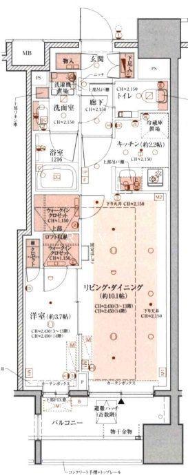 クレヴィア文京湯島(1LDK/13階)の間取り写真