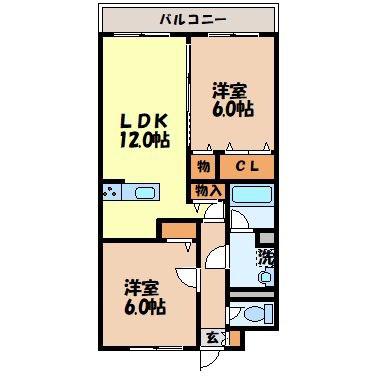 グランディール(2LDK/1階)の間取り写真