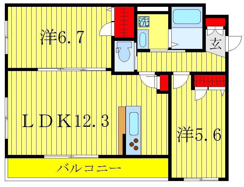 EIKOIII(2LDK/4階)の間取り写真