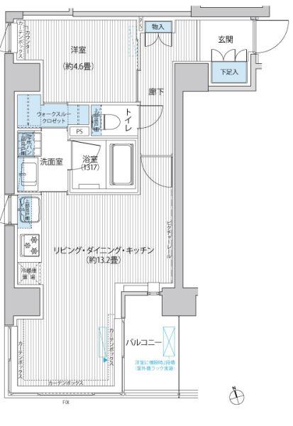 RODIA日本橋茅場町(1LDK/8階)の間取り写真