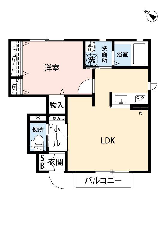ハルカス27(1LDK/2階)の間取り写真