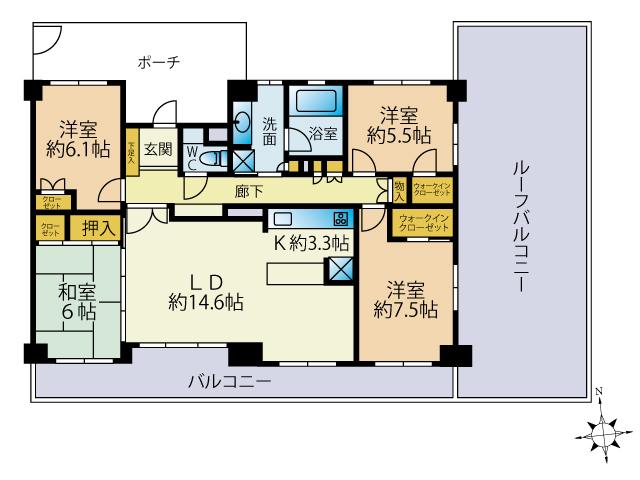 アールヴェール練馬高野台(4LDK/6階)の間取り写真