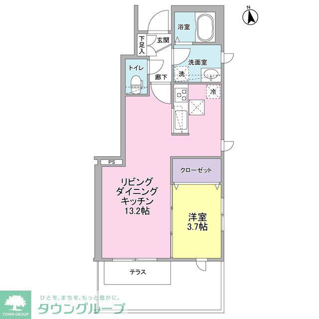 ブルーム桜丘 A棟(1LDK/1階)の間取り写真