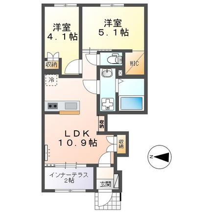ユニバース(2LDK/1階)の間取り写真