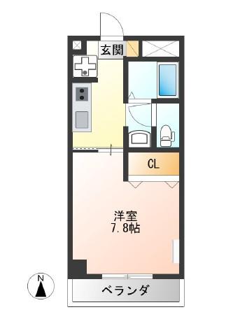 エルシオン(1K/2階)の間取り写真