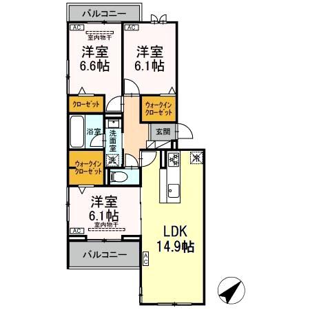 クラリス(3LDK/3階)の間取り写真