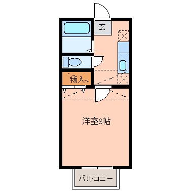 アヴァンセ富沢南弐番館(1K/2階)の間取り写真