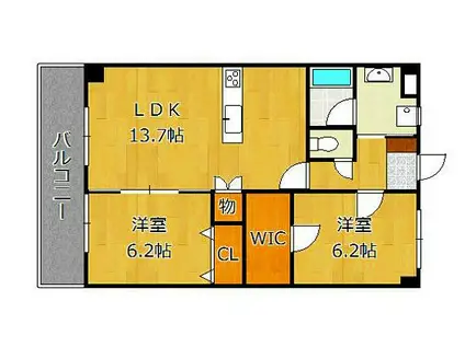 CREWS ROI.TENJIN (2LDK/8階)の間取り写真
