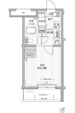 クラルテラセ新宿富久(1K/1階)の間取り写真