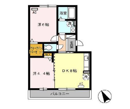 レザン長根B(2DK/3階)の間取り写真