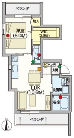 メゾン ミモザ(1LDK/2階)の間取り写真