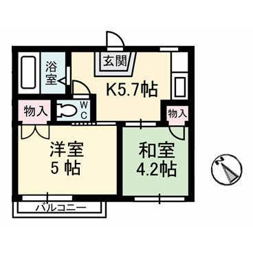 パンション安長(2K/2階)の間取り写真