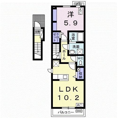 IS・PLACE I(1LDK/2階)の間取り写真