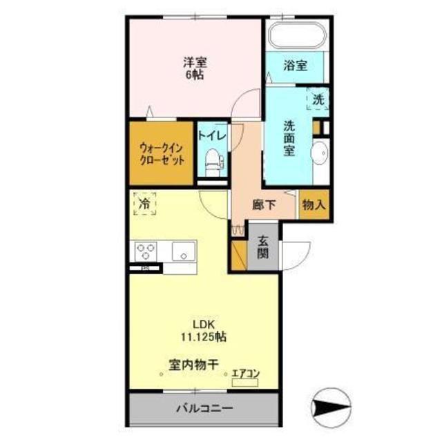 ブリランテB(1LDK/3階)の間取り写真