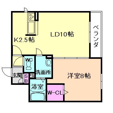 SHAMAISON NOAI(1LDK/2階)の間取り写真