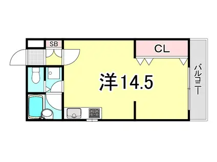 ヴォーン夙川(ワンルーム/3階)の間取り写真