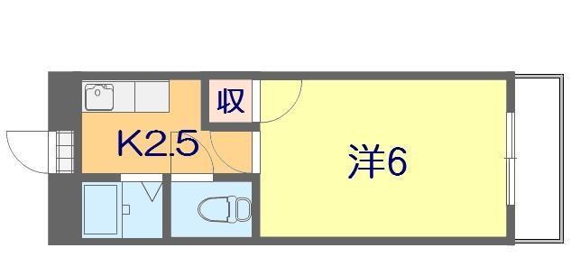 オレンジコート土居田(1K/2階)の間取り写真