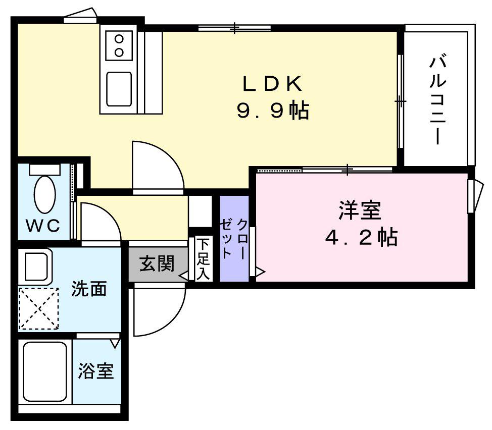 姪浜1丁目アパート(1LDK/1階)の間取り写真