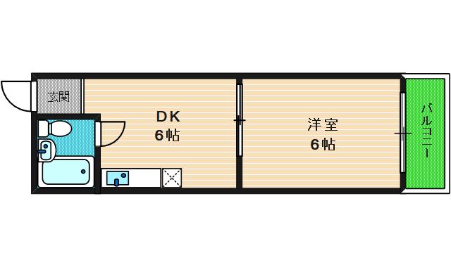 ニューライフ赤坂(1DK/8階)の間取り写真