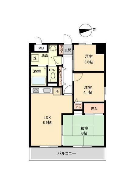 マンション白陽(2SLDK/5階)の間取り写真