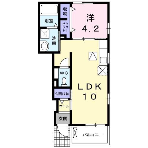 カサエテルノII(1LDK/1階)の間取り写真