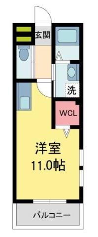 ルージェ仁川(ワンルーム/2階)の間取り写真