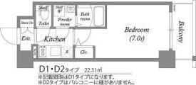 エスリード大阪クレストコート(1K/2階)の間取り写真
