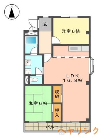 サンライズ高針台(2LDK/2階)の間取り写真