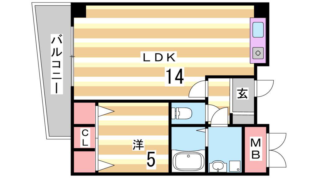 アドモリモト元町通(1LDK/11階)の間取り写真